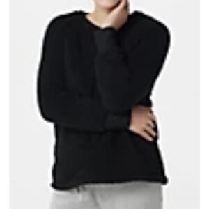 Cuddl Duds Shaggy Sherpa Pullover Black Sweater W/Thumbholes Fuzzy Sz Medium